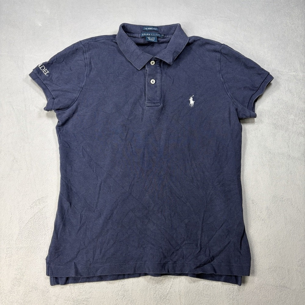 Ralph Lauren - The Skinny Polo‎ - Navy Blue Girls  Kids Size Small White Pony